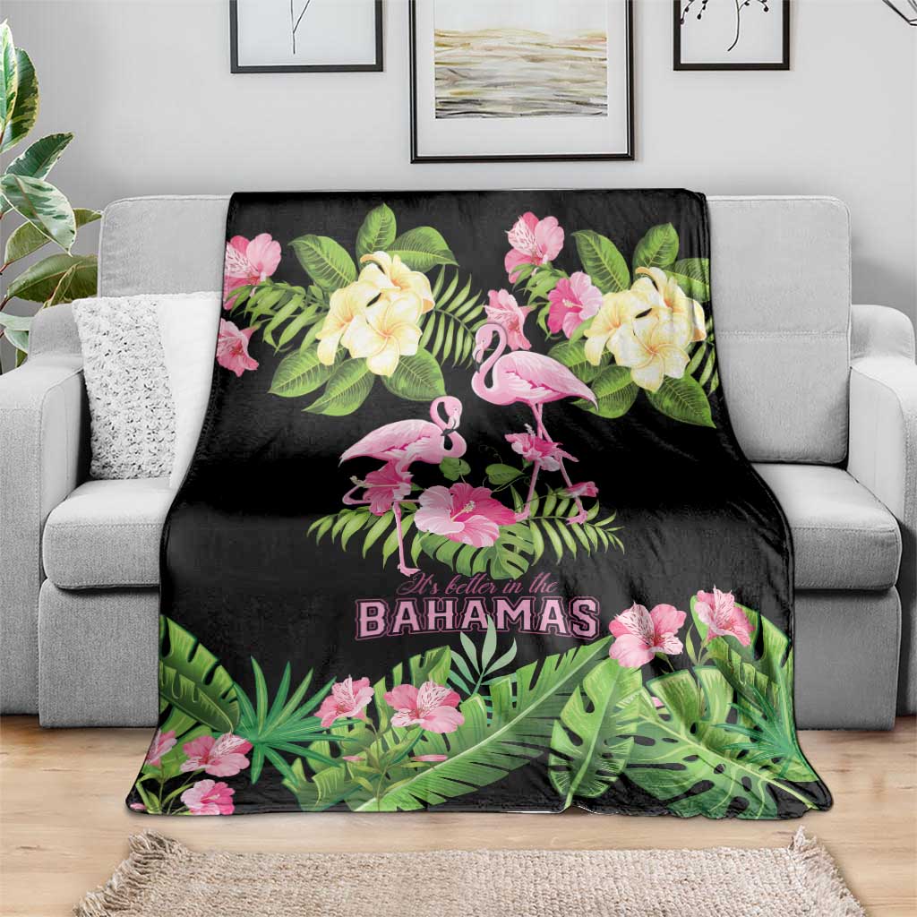 The Bahamas Flamingo Blanket Bahamian Tropical Flowers - Wonder Print Shop