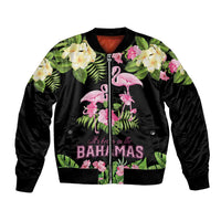 The Bahamas Flamingo Bomber Jacket Bahamian Tropical Flowers - Wonder Print Shop
