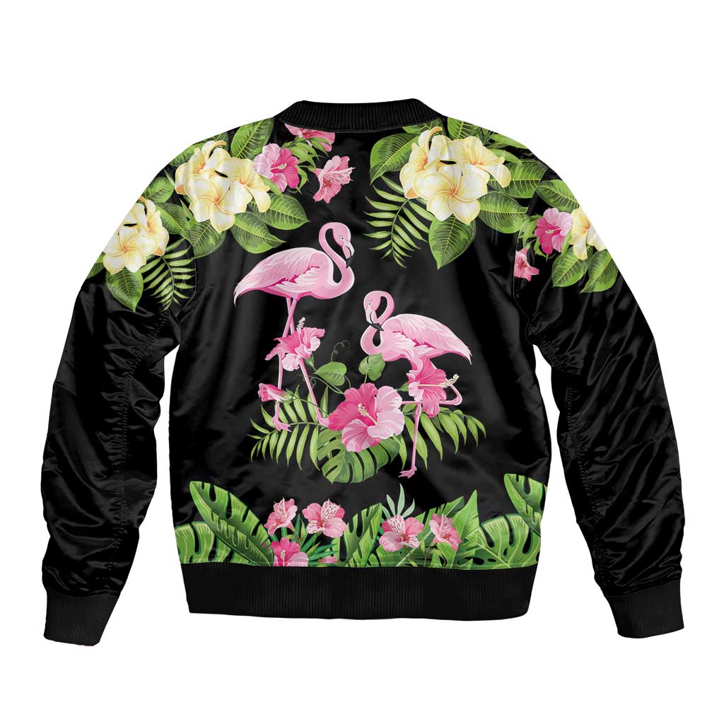 The Bahamas Flamingo Bomber Jacket Bahamian Tropical Flowers - Wonder Print Shop