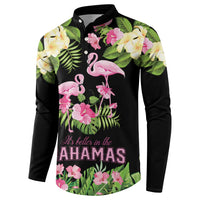 The Bahamas Flamingo Button Sweatshirt Bahamian Tropical Flowers - Wonder Print Shop
