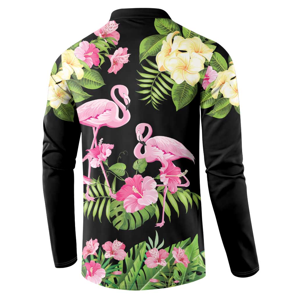 The Bahamas Flamingo Button Sweatshirt Bahamian Tropical Flowers - Wonder Print Shop