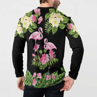 The Bahamas Flamingo Button Sweatshirt Bahamian Tropical Flowers - Wonder Print Shop