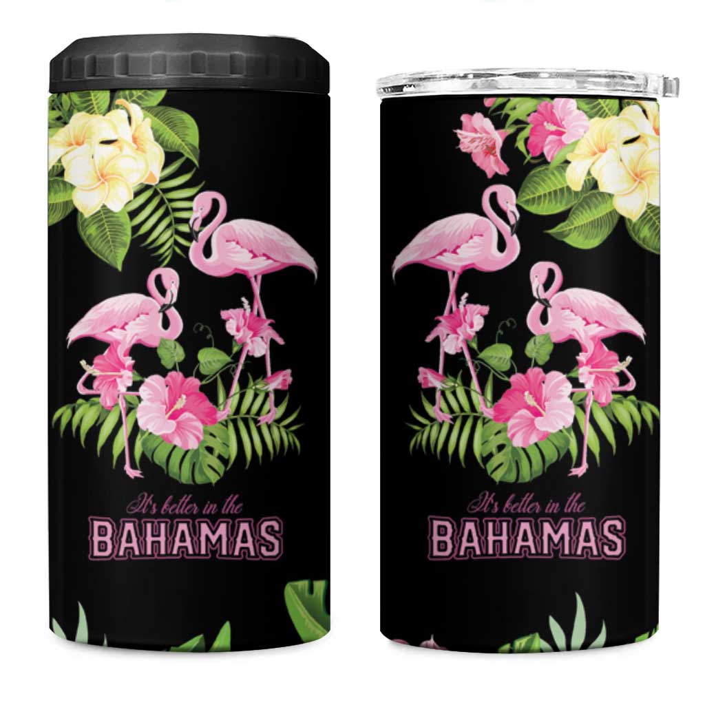 The Bahamas Flamingo 4 in 1 Can Cooler Tumbler Bahamian Tropical Flowers - Wonder Print Shop