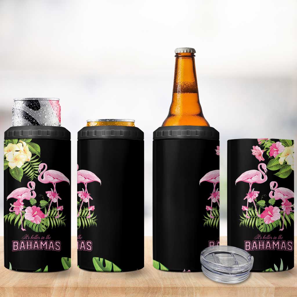 The Bahamas Flamingo 4 in 1 Can Cooler Tumbler Bahamian Tropical Flowers - Wonder Print Shop