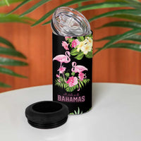 The Bahamas Flamingo 4 in 1 Can Cooler Tumbler Bahamian Tropical Flowers - Wonder Print Shop