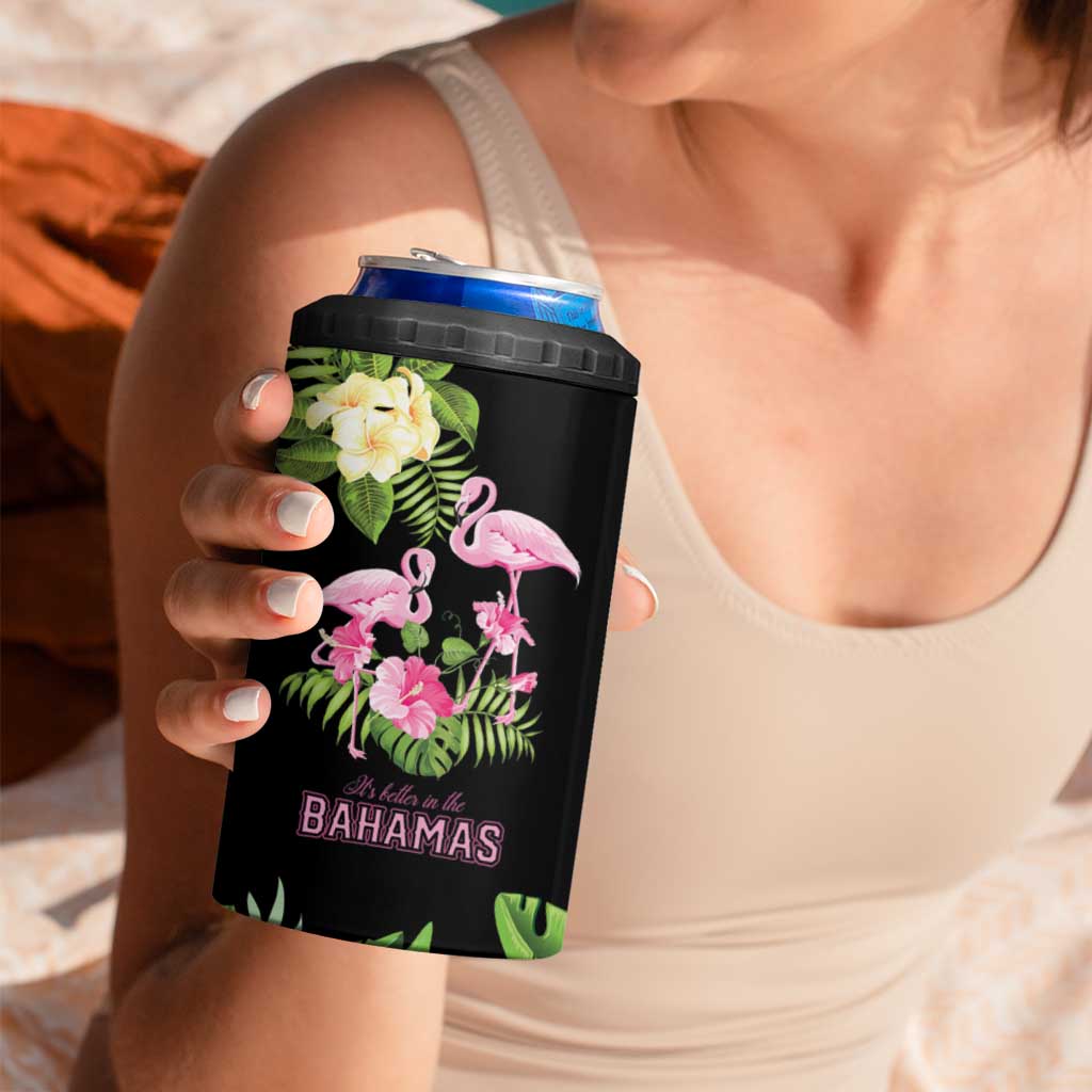 The Bahamas Flamingo 4 in 1 Can Cooler Tumbler Bahamian Tropical Flowers - Wonder Print Shop