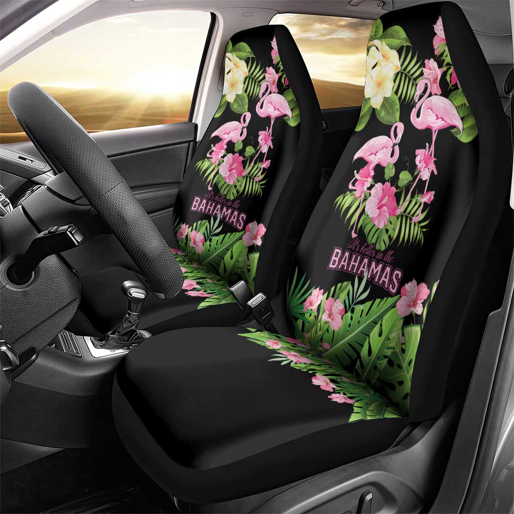 The Bahamas Flamingo Car Seat Cover Bahamian Tropical Flowers - Wonder Print Shop