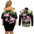 The Bahamas Flamingo Couples Matching Off Shoulder Short Dress and Long Sleeve Button Shirt Bahamian Tropical Flowers - Wonder Print Shop