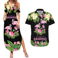 The Bahamas Flamingo Couples Matching Summer Maxi Dress and Hawaiian Shirt Bahamian Tropical Flowers - Wonder Print Shop