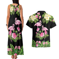 The Bahamas Flamingo Couples Matching Tank Maxi Dress and Hawaiian Shirt Bahamian Tropical Flowers - Wonder Print Shop