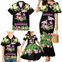 The Bahamas Flamingo Family Matching Mermaid Dress and Hawaiian Shirt Bahamian Tropical Flowers - Wonder Print Shop