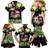 The Bahamas Flamingo Family Matching Mermaid Dress and Hawaiian Shirt Bahamian Tropical Flowers - Wonder Print Shop