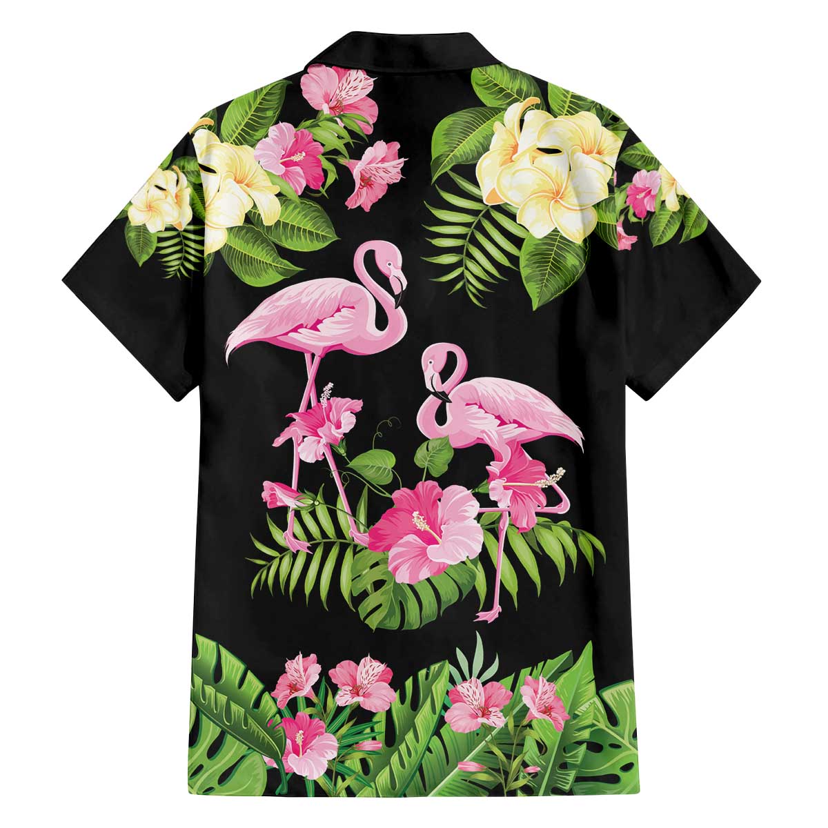 The Bahamas Flamingo Family Matching Off The Shoulder Long Sleeve Dress and Hawaiian Shirt Bahamian Tropical Flowers - Wonder Print Shop