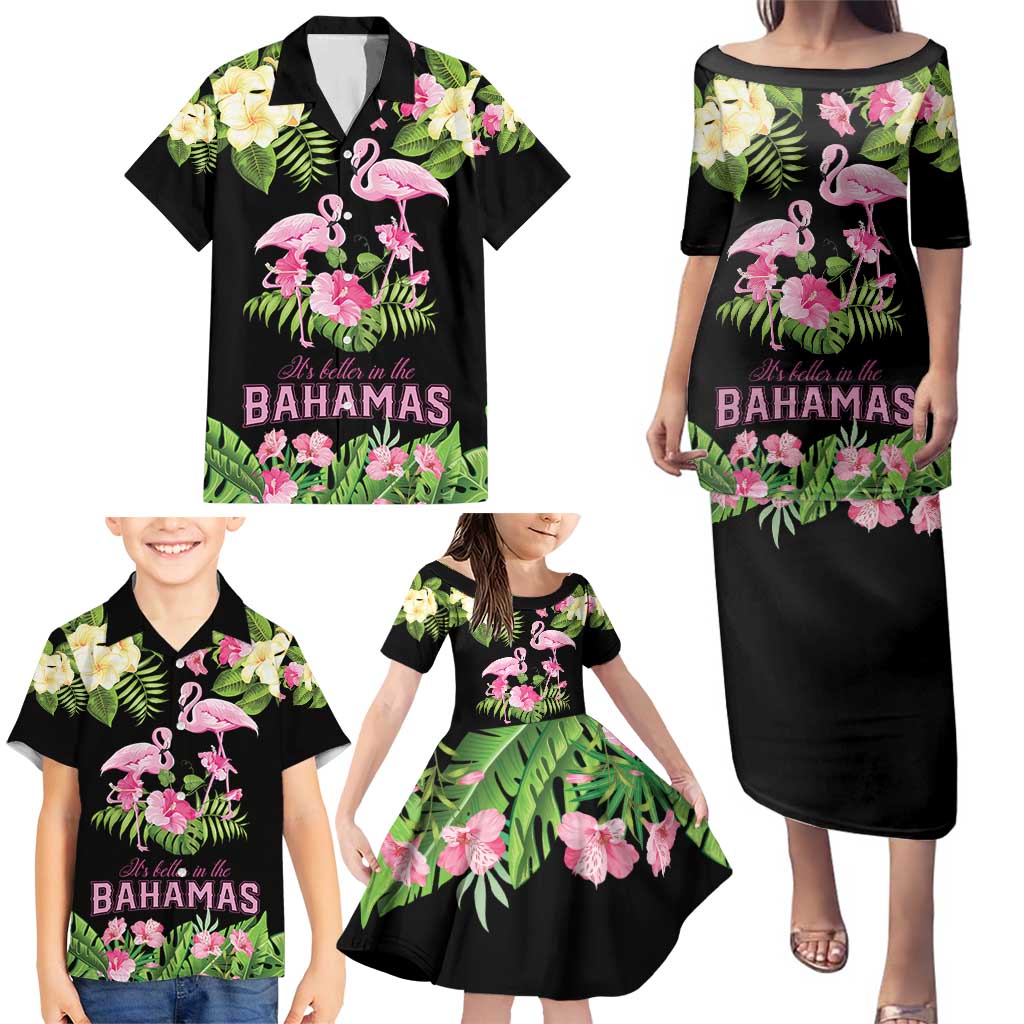 The Bahamas Flamingo Family Matching Puletasi and Hawaiian Shirt Bahamian Tropical Flowers - Wonder Print Shop