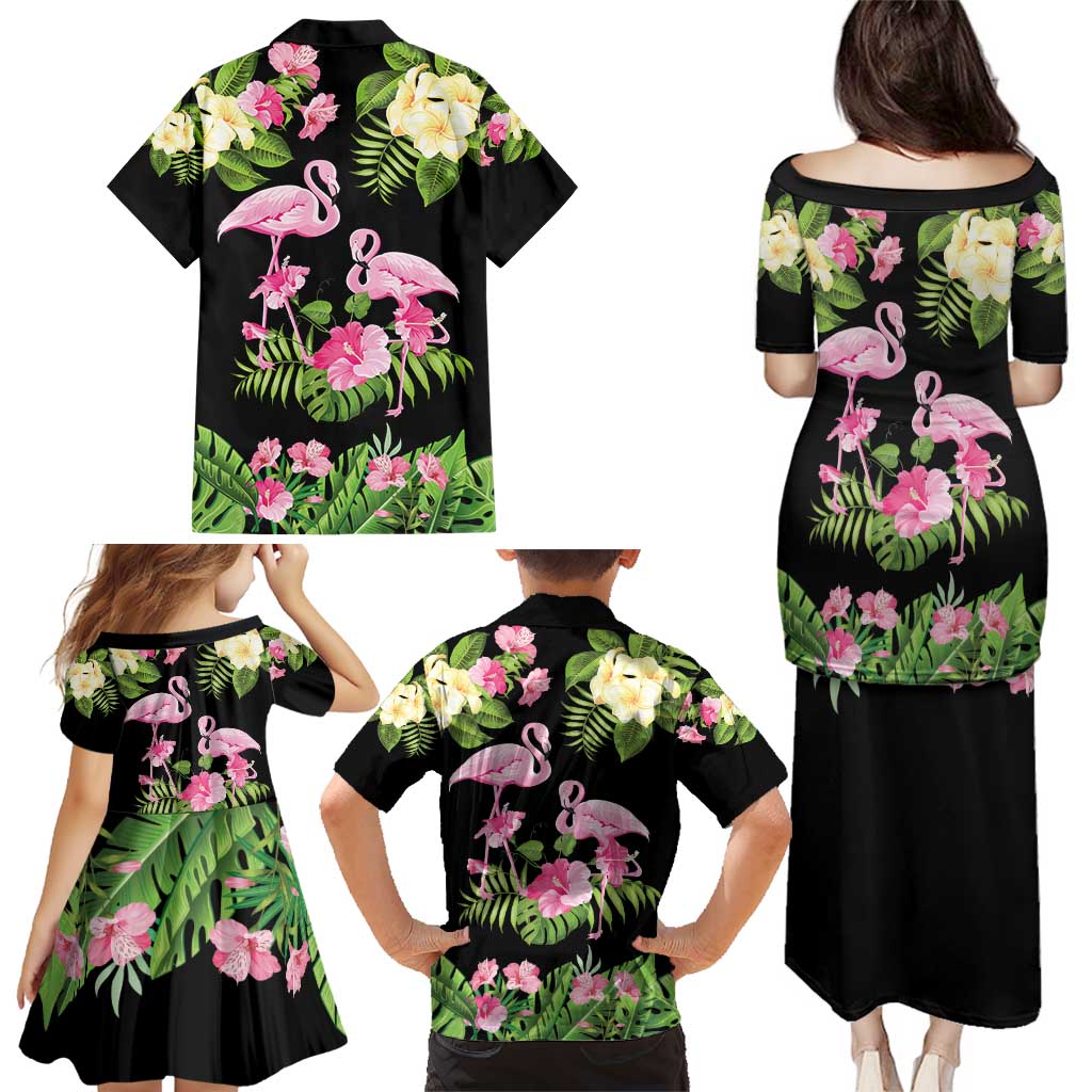 The Bahamas Flamingo Family Matching Puletasi and Hawaiian Shirt Bahamian Tropical Flowers - Wonder Print Shop