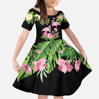 The Bahamas Flamingo Family Matching Short Sleeve Bodycon Dress and Hawaiian Shirt Bahamian Tropical Flowers - Wonder Print Shop
