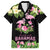 The Bahamas Flamingo Family Matching Short Sleeve Bodycon Dress and Hawaiian Shirt Bahamian Tropical Flowers - Wonder Print Shop