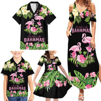 The Bahamas Flamingo Family Matching Summer Maxi Dress and Hawaiian Shirt Bahamian Tropical Flowers - Wonder Print Shop