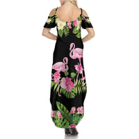 The Bahamas Flamingo Family Matching Summer Maxi Dress and Hawaiian Shirt Bahamian Tropical Flowers - Wonder Print Shop