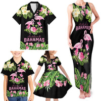 The Bahamas Flamingo Family Matching Tank Maxi Dress and Hawaiian Shirt Bahamian Tropical Flowers - Wonder Print Shop