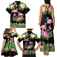 The Bahamas Flamingo Family Matching Tank Maxi Dress and Hawaiian Shirt Bahamian Tropical Flowers - Wonder Print Shop