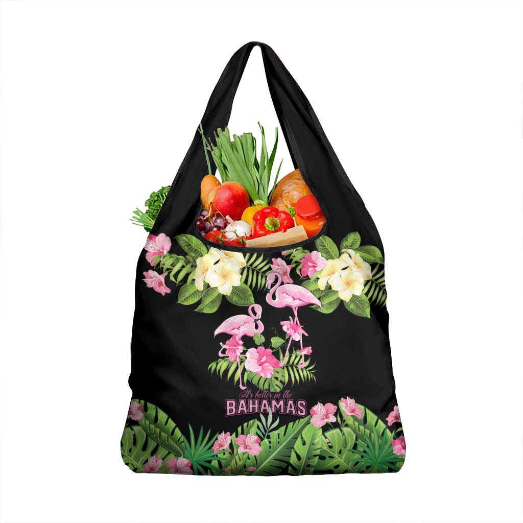 The Bahamas Flamingo Grocery Bag Bahamian Tropical Flowers - Wonder Print Shop