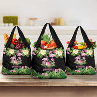 The Bahamas Flamingo Grocery Bag Bahamian Tropical Flowers - Wonder Print Shop