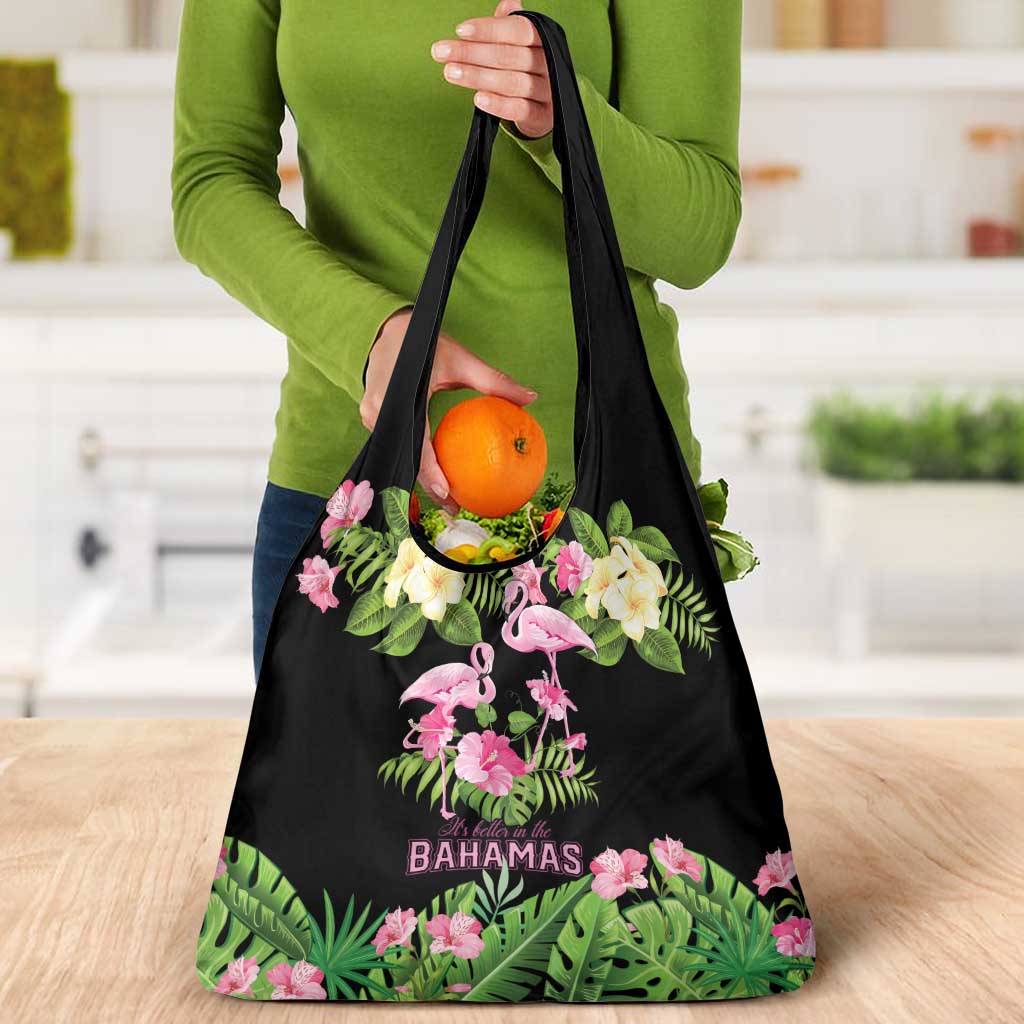 The Bahamas Flamingo Grocery Bag Bahamian Tropical Flowers - Wonder Print Shop