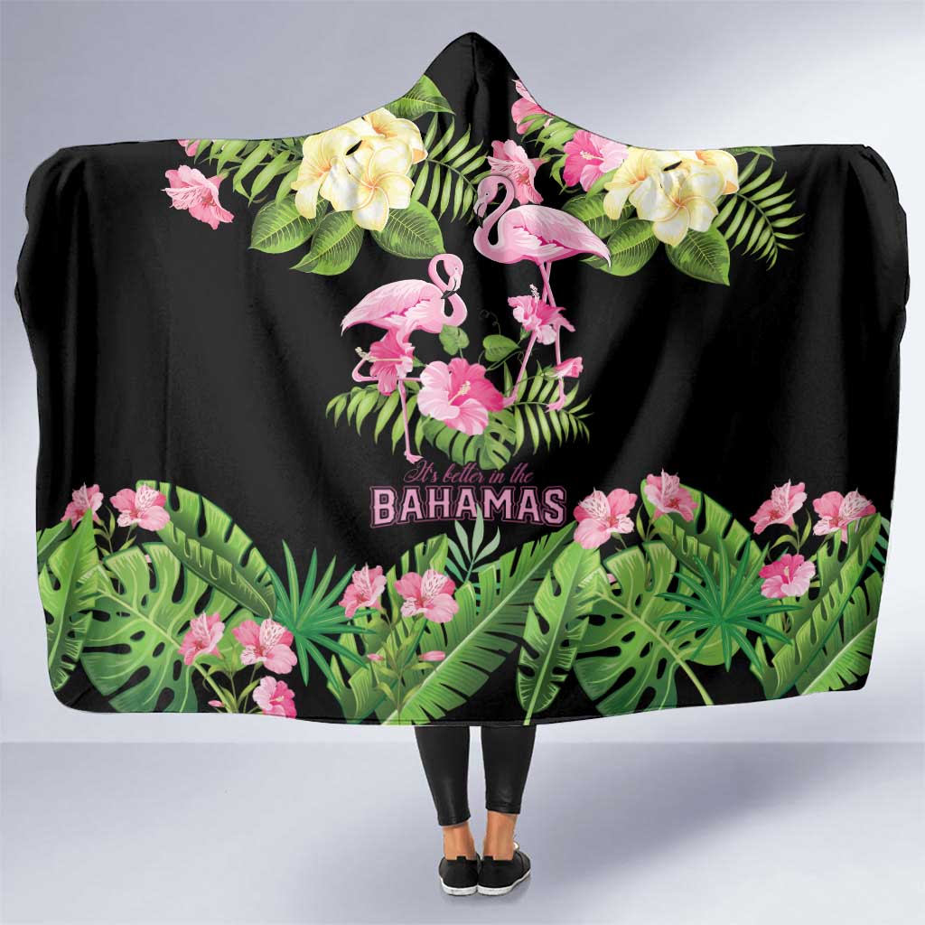 The Bahamas Flamingo Hooded Blanket Bahamian Tropical Flowers - Wonder Print Shop