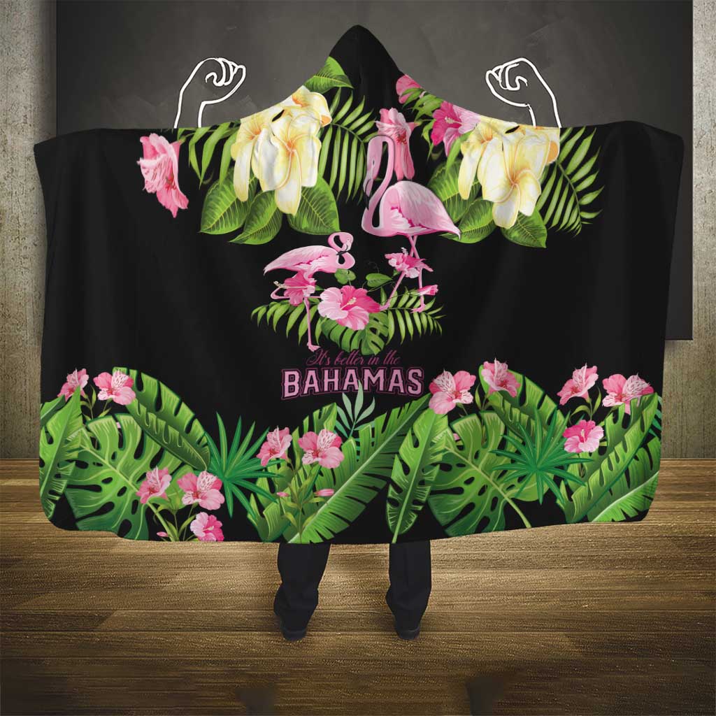 The Bahamas Flamingo Hooded Blanket Bahamian Tropical Flowers - Wonder Print Shop