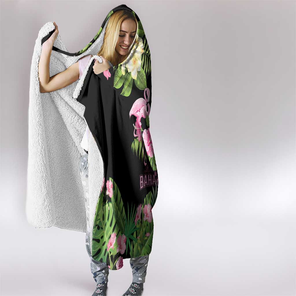 The Bahamas Flamingo Hooded Blanket Bahamian Tropical Flowers - Wonder Print Shop