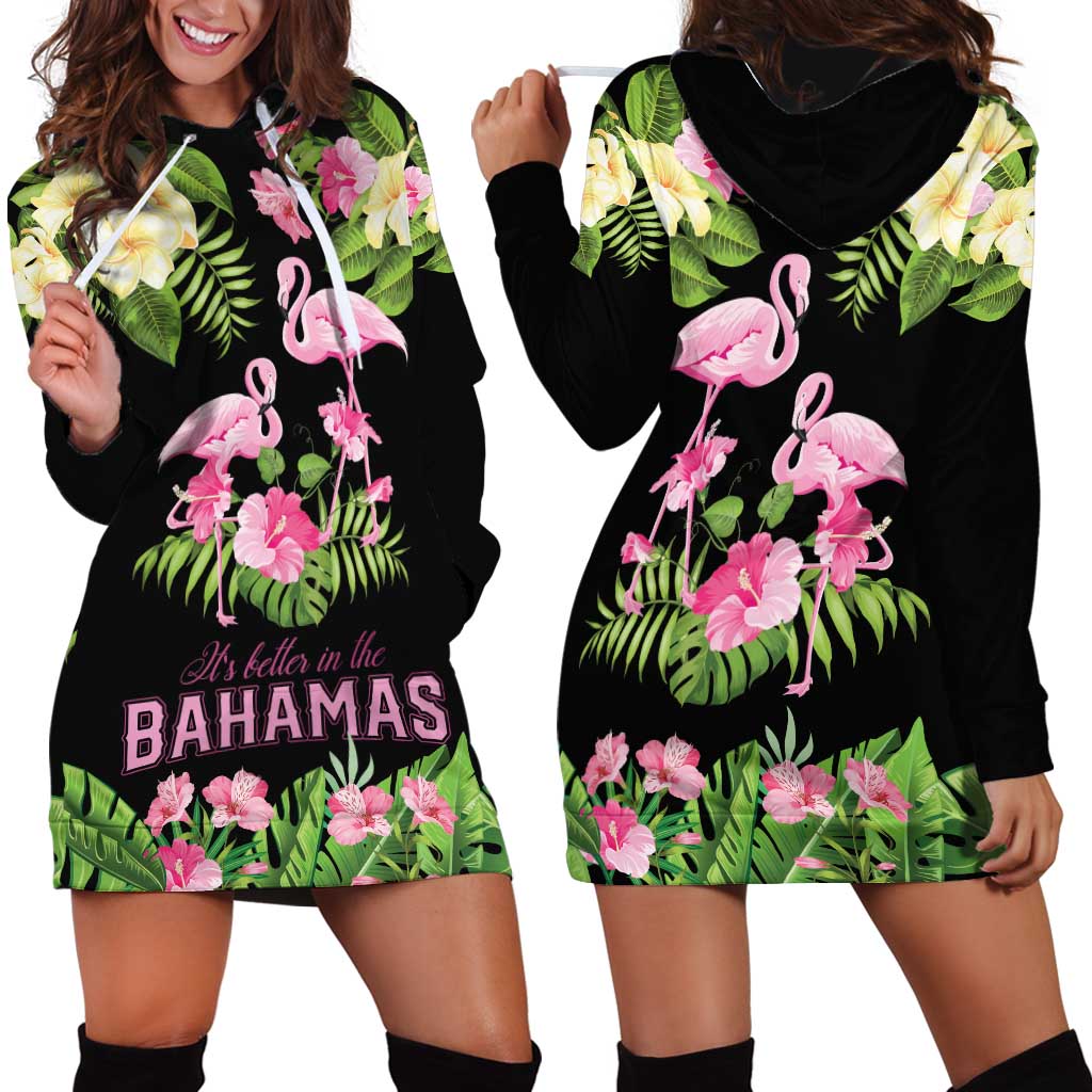 The Bahamas Flamingo Hoodie Dress Bahamian Tropical Flowers - Wonder Print Shop
