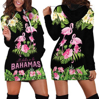 The Bahamas Flamingo Hoodie Dress Bahamian Tropical Flowers - Wonder Print Shop