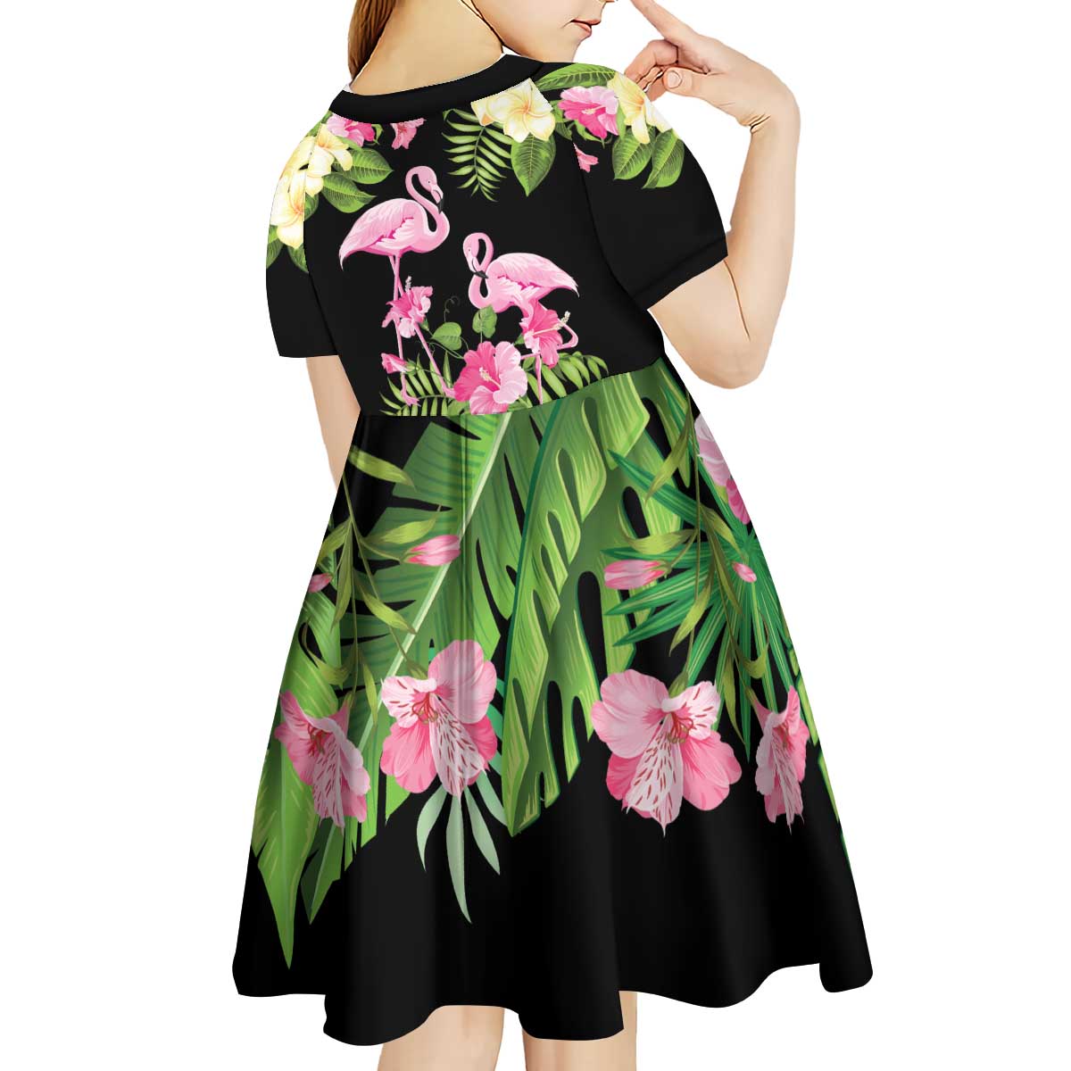 The Bahamas Flamingo Kid Short Sleeve Dress Bahamian Tropical Flowers - Wonder Print Shop