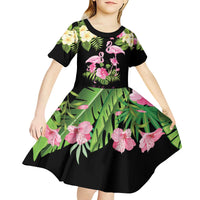 The Bahamas Flamingo Kid Short Sleeve Dress Bahamian Tropical Flowers - Wonder Print Shop