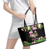 The Bahamas Flamingo Leather Tote Bag Bahamian Tropical Flowers - Wonder Print Shop