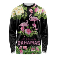 The Bahamas Flamingo Long Sleeve Shirt Bahamian Tropical Flowers - Wonder Print Shop