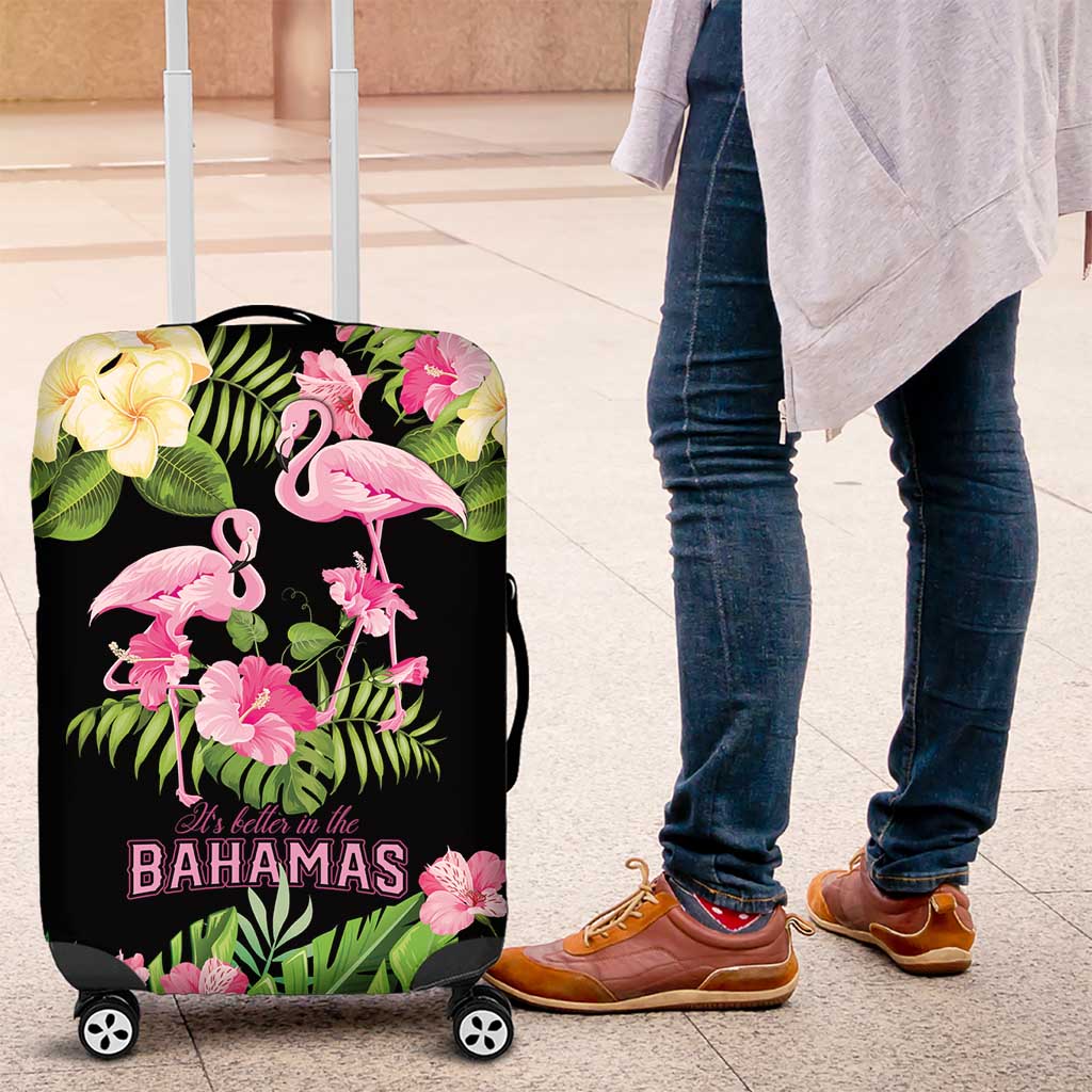The Bahamas Flamingo Luggage Cover Bahamian Tropical Flowers - Wonder Print Shop