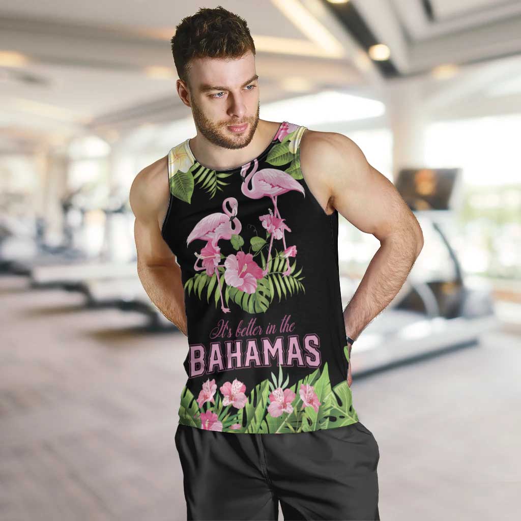 The Bahamas Flamingo Men Tank Top Bahamian Tropical Flowers - Wonder Print Shop