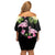 The Bahamas Flamingo Off Shoulder Short Dress Bahamian Tropical Flowers - Wonder Print Shop