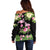 The Bahamas Flamingo Off Shoulder Sweater Bahamian Tropical Flowers - Wonder Print Shop
