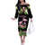 The Bahamas Flamingo Off The Shoulder Long Sleeve Dress Bahamian Tropical Flowers - Wonder Print Shop