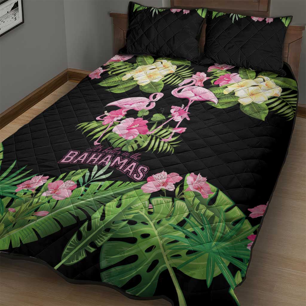The Bahamas Flamingo Quilt Bed Set Bahamian Tropical Flowers - Wonder Print Shop
