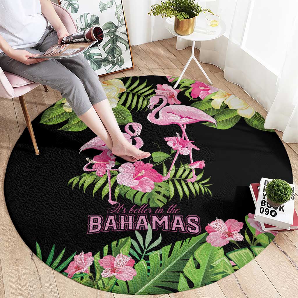 The Bahamas Flamingo Round Carpet Bahamian Tropical Flowers - Wonder Print Shop