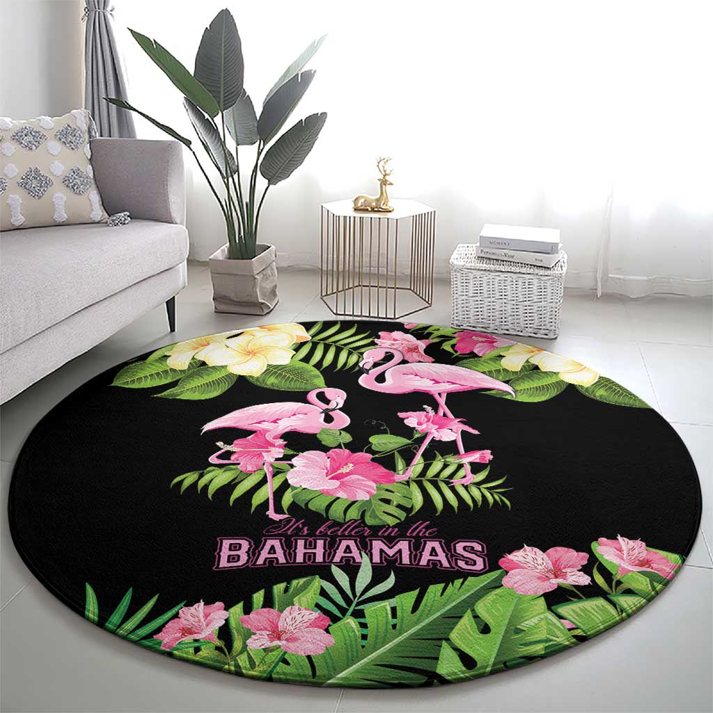 The Bahamas Flamingo Round Carpet Bahamian Tropical Flowers - Wonder Print Shop