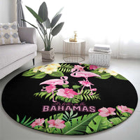 The Bahamas Flamingo Round Carpet Bahamian Tropical Flowers - Wonder Print Shop