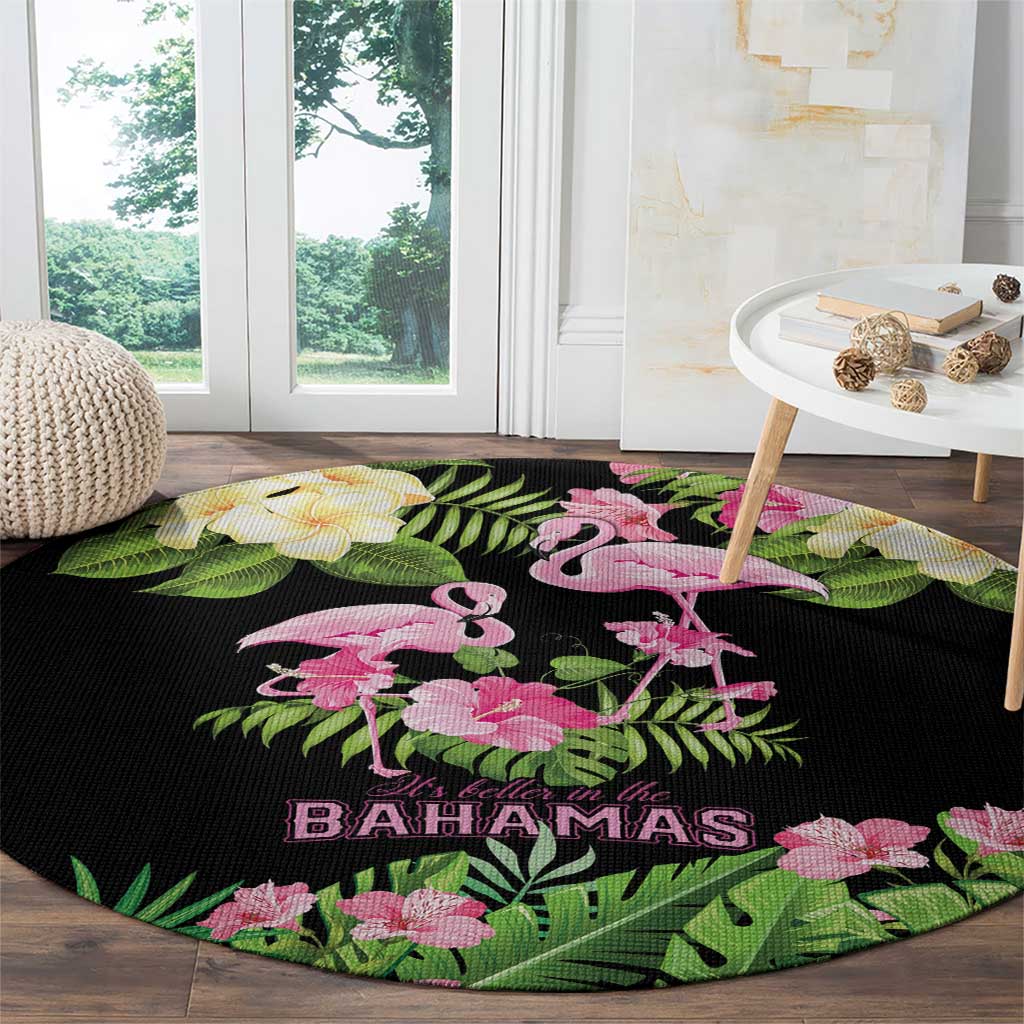 The Bahamas Flamingo Round Carpet Bahamian Tropical Flowers - Wonder Print Shop