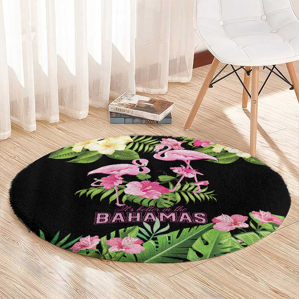 The Bahamas Flamingo Round Carpet Bahamian Tropical Flowers - Wonder Print Shop