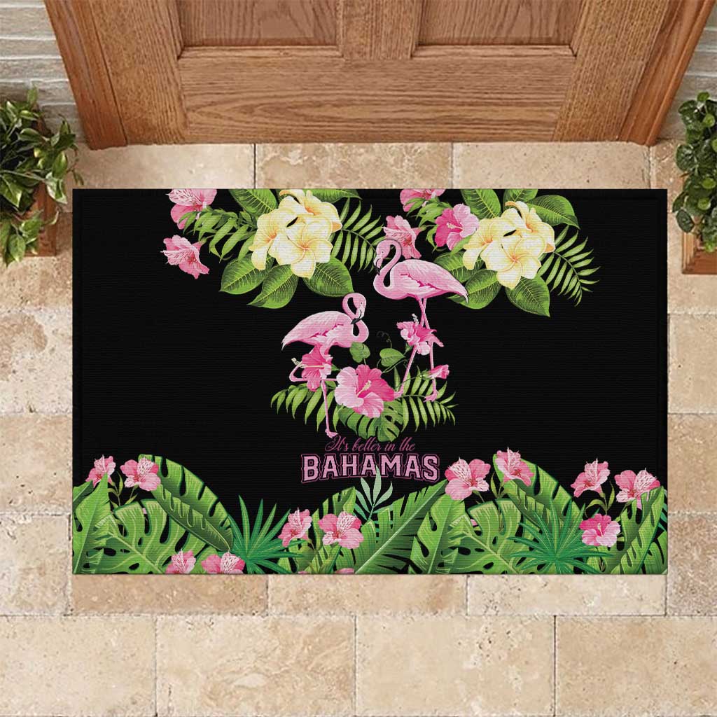 The Bahamas Flamingo Rubber Doormat Bahamian Tropical Flowers - Wonder Print Shop
