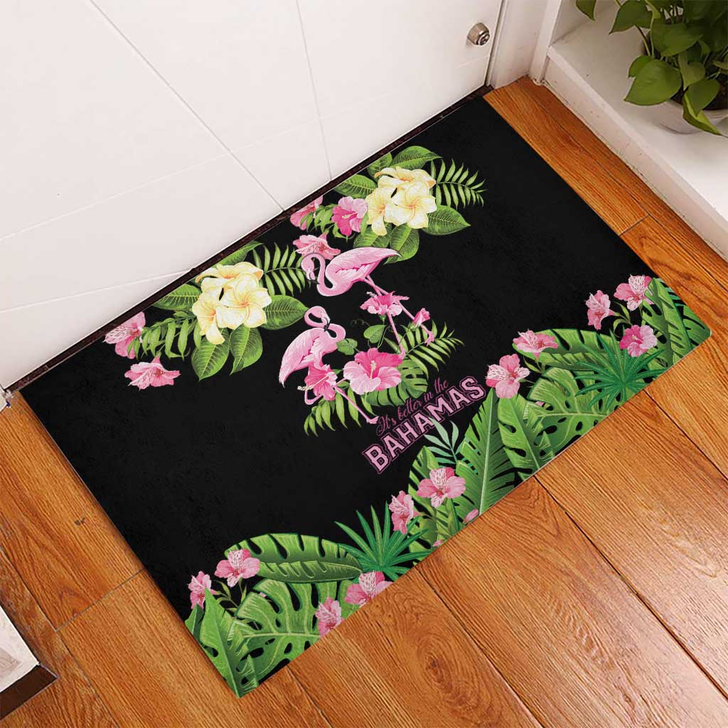 The Bahamas Flamingo Rubber Doormat Bahamian Tropical Flowers - Wonder Print Shop